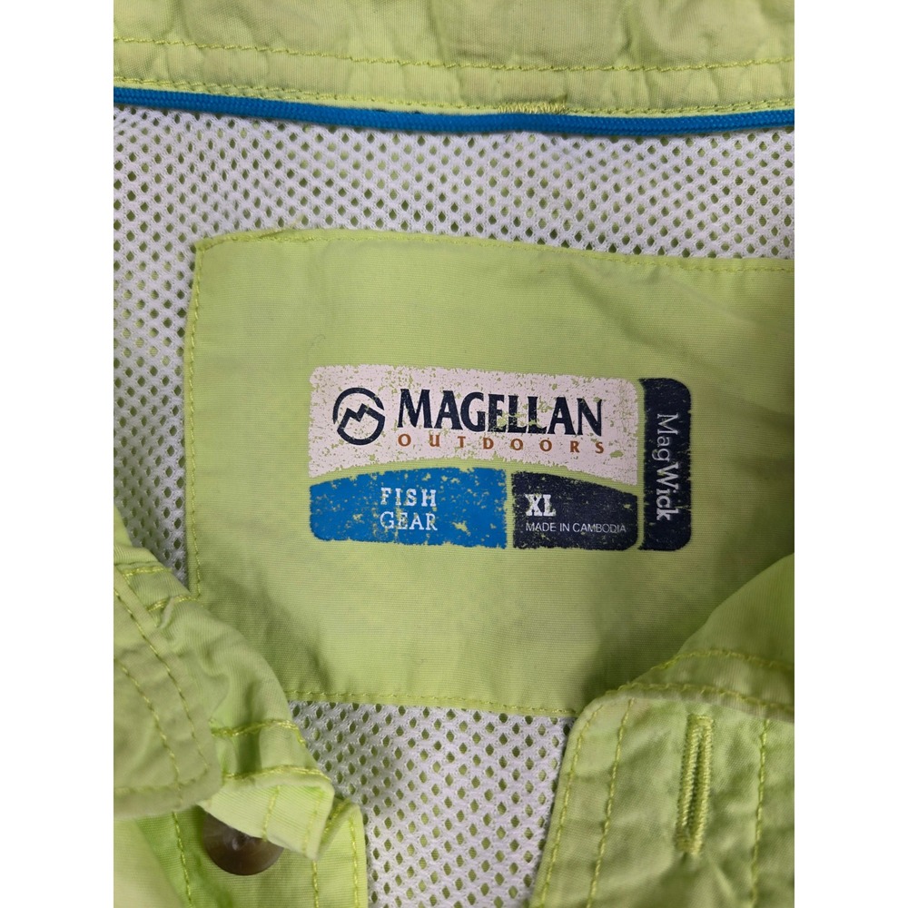 Magellan Outdoors Fish Gear Mens XL Lime Green Long Sleeve Fishing Shirt MagWick - Picture 2 of 11